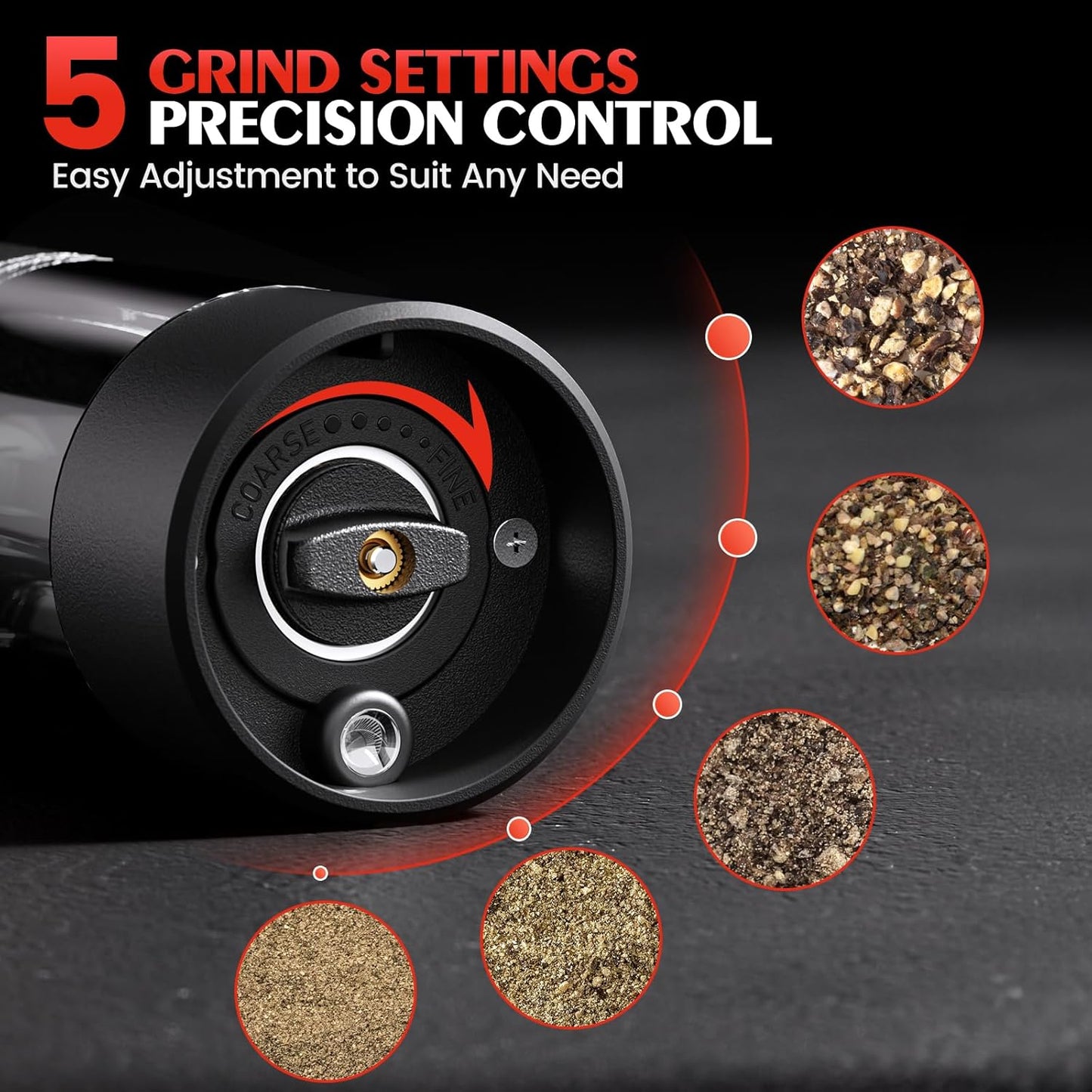 Electric Salt and Pepper Grinder Set Automatic Grinder for Kitchen Battery Pepper Mill Shakers Adjustable Coarseness Upgraded Larger Capacity with Led Christmas Gifts for Women