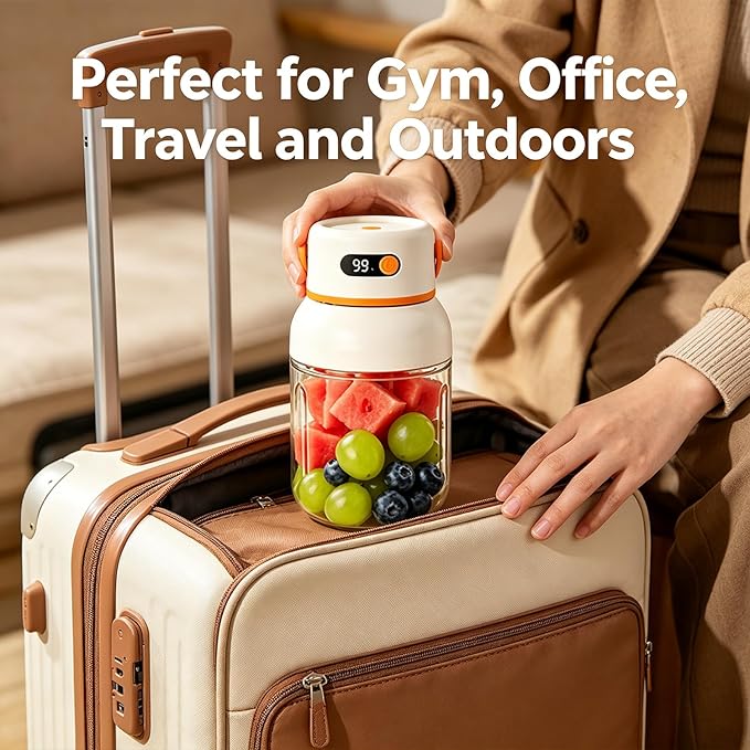 Portable Electric Juicer Cup with Zero Cord Hassle, USB-C Rechargeable Personal Blender, Leakproof Personal Portable Juicer Blender for Gym, Office, Travel and Outdoors (1000ml)