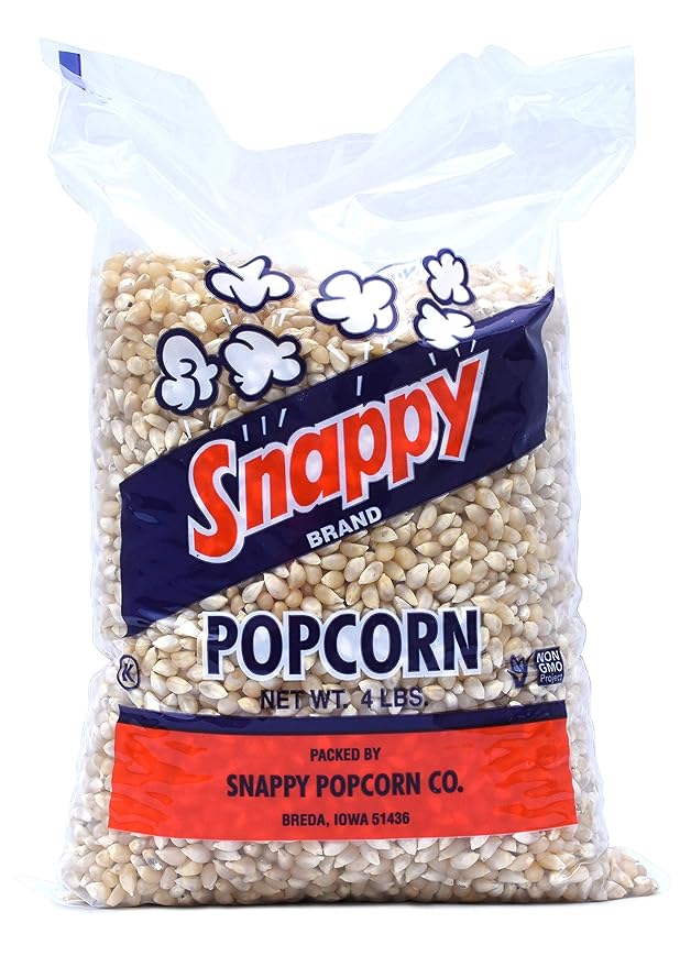 Snappy White Popcorn Kernels for Popping with Popcorn Machine, Air Popper or Stove Top, 4 lb Bags, 6 Pack