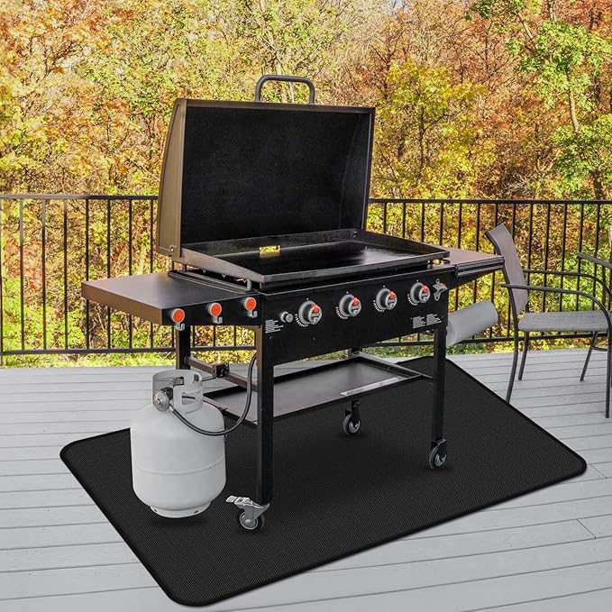 75 x 40 inch Under Grill Mats for Blackstone - Large Fireproof Grill Mat for Deck Protector, Double-Sided Waterproof Oil-Proof BBQ Floor Matt for Blackstone Griddle Accessories