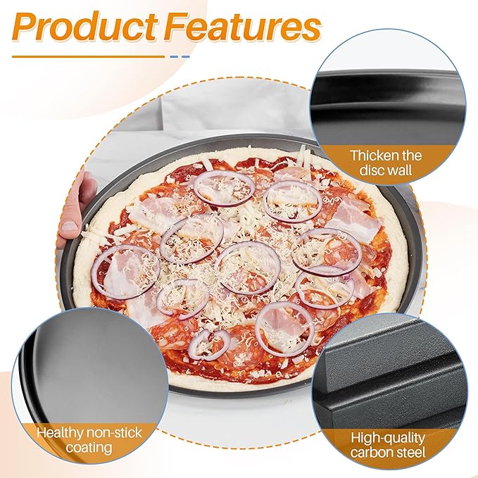 13 Inch Nonstick Pizza Pan Fit for Breville Smart Oven BOV800XL, BOV845BSS Countertop Oven Accessories Round Pizza Tray Replacement, with 50 Pcs Parchment Paper Sheets（Heavy Carbon Steel）