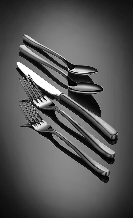 Artaste Rain II Forged 18/10 Stainless Steel (Black (Service for 4), (Flatware 20-Piece Set))