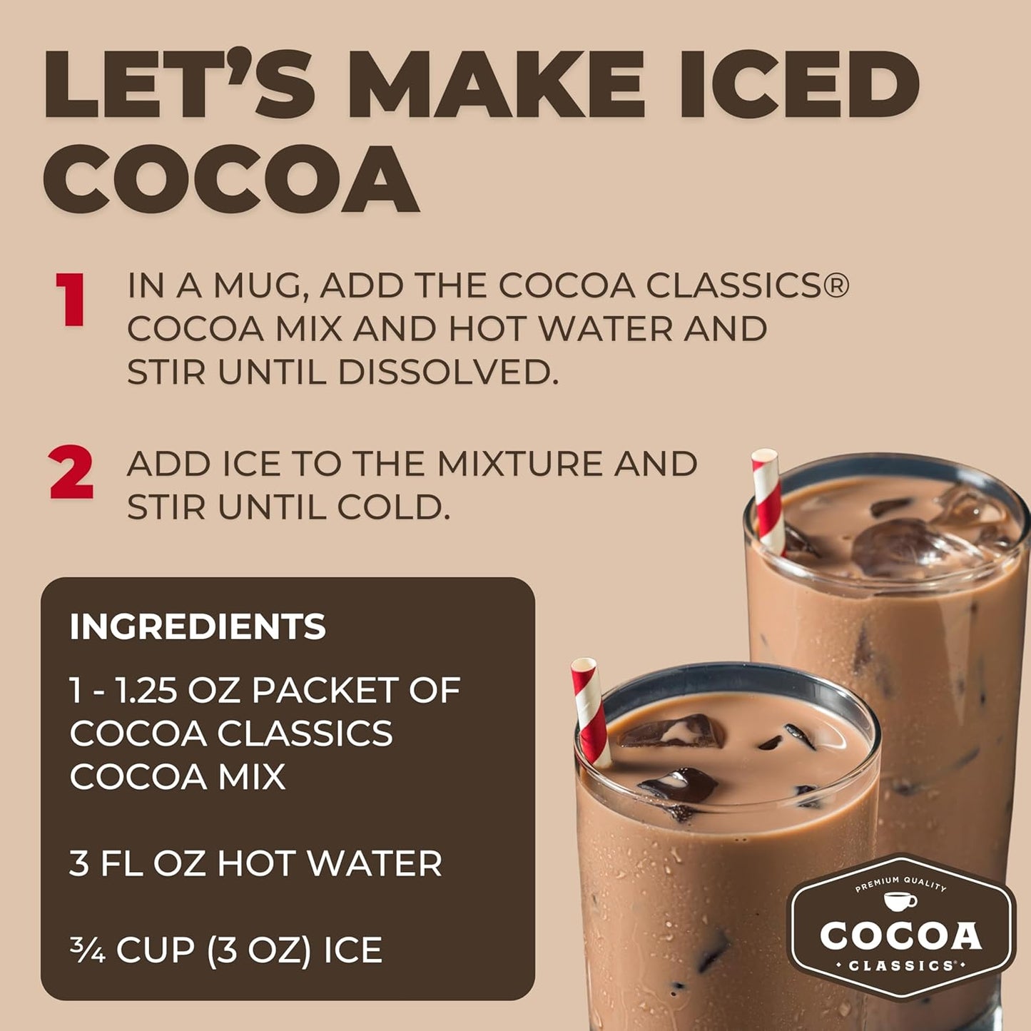 Cocoa Classics Mint Cocoa Mix, Hot Chocolate, Made with Nonfat Milk, Just Add Hot Water, Make Hot or Iced Cocoa, Gluten Free & Kosher Dairy Friendly, 1.25oz Packets (Pack of 36)