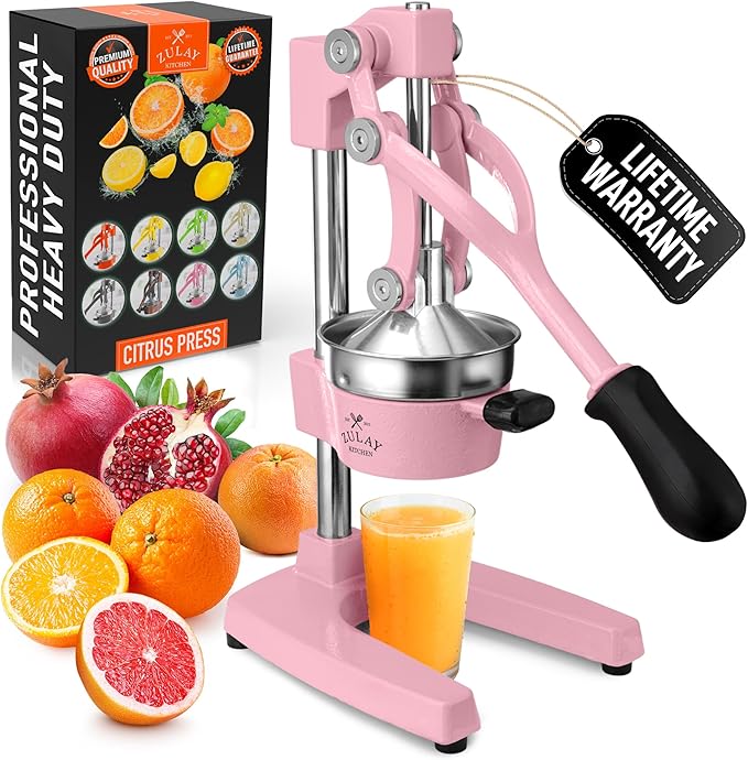 Zulay Kitchen Cast Iron Juicer - Heavy Duty Manual Juicer with Detachable Strainers for Easy Cleaning, Orange Juice Press for Citrus Fruits, Perfect for Bartenders, Juice Lovers & Health Enthusiasts