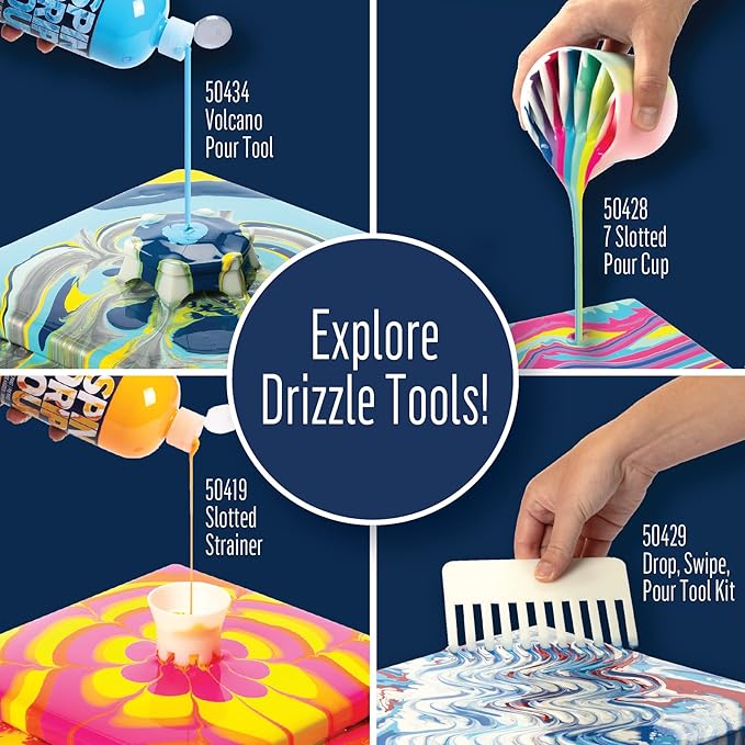 FolkArt Drizzle Tool Set, 3 Pack Slotted Strainer Tool Set Perfect for Fluid Paint Pouring Arts and Crafts Projects, 50419