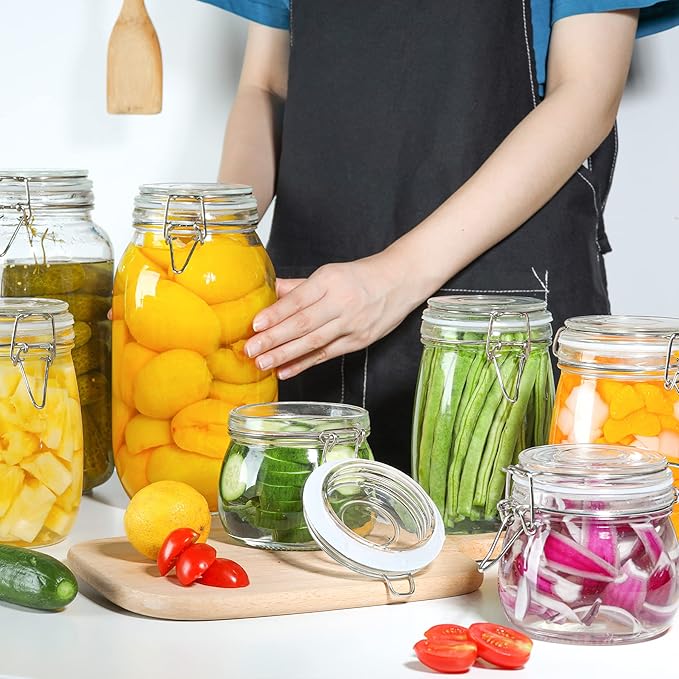 ComSaf 6-Pack 17oz Short Glass Jars for Drawers, Small Airtight Food Canisters for Spices, Nuts & Kids Snacks, Pint Sized Canning Jar Set for Jams, Pickles & Pantry Organization