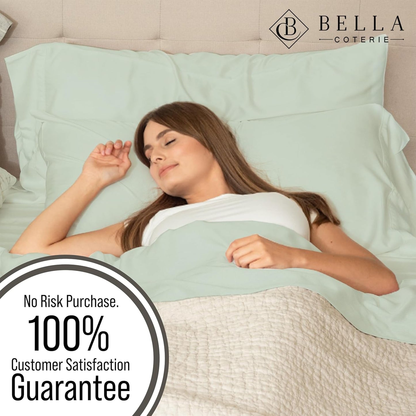 Bella Coterie Luxury Bamboo Viscose Split Top King Size Sheet Set | 100% Organically Grown | Ultra Soft | 34" Split | Cooling for Hot Sleepers | 18" Deep Pocket [Sea Glass]