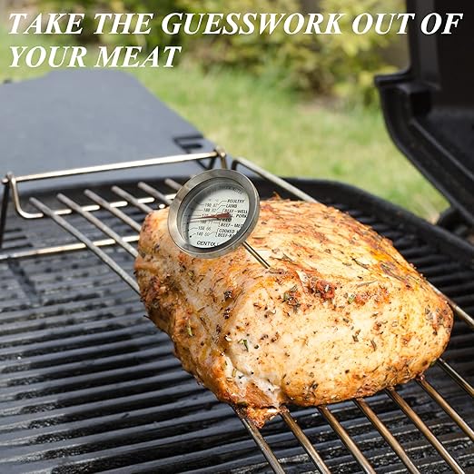2 Pieces Meat Thermometer for Roaster Oven, Food Thermometer for House Cooking,Large 2.12-Inch Easy-Read Face, Oven Safe Leave in,Stainless Steel Stem Silver