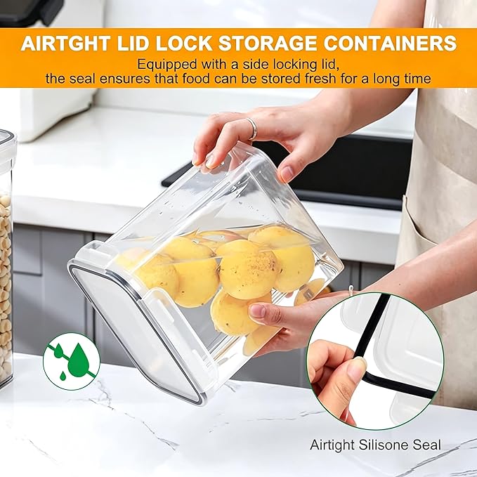28 Pack Airtight Food Storage Containers with Lids, BPA Free Clear Pantry Storage Container for Kitchen Food Pantry Organizers and Storage, Plastic Pantry Organiser for Cereal,Flour and Sugar