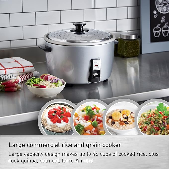 Panasonic Commercial Electric Rice Cooker, 120V Large Capacity 46-Cup (Cooked), 23-Cup (Uncooked) with One-Touch Operation - SR-GA721L - Silver