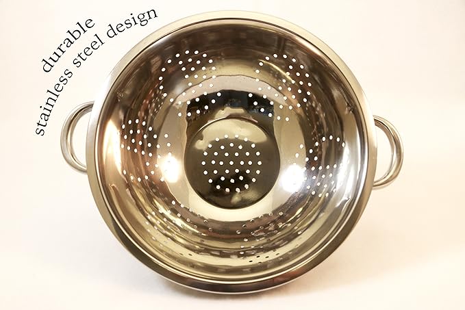 EXCELSTEEL Heavy Duty Stainless Steel Colander 5 Qt | Easy Grip Handles | Self-Draining Base | Mirror Polished | Dishwasher Safe | Pack of 1