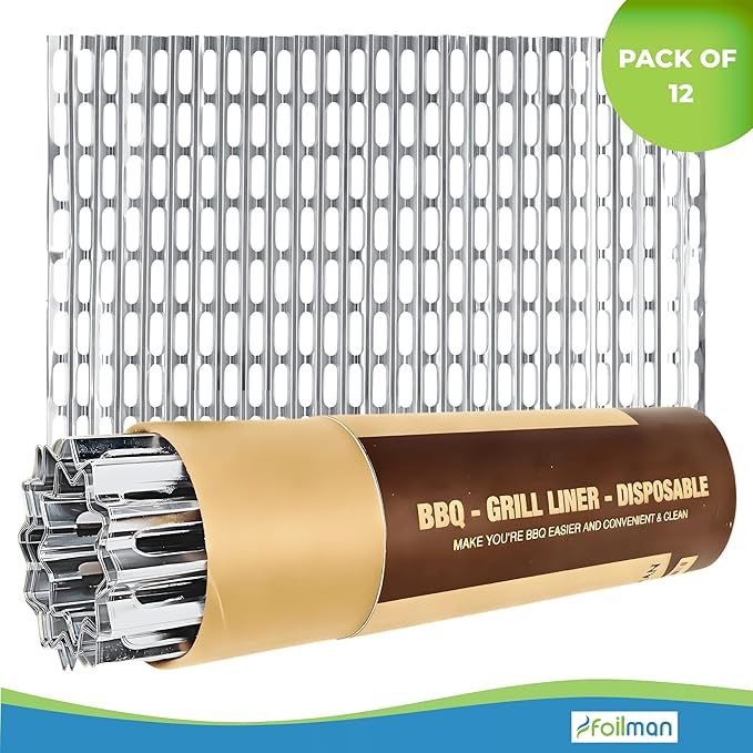 Clean Grill BBQ Disposable Aluminum Liners | 12 x 20 inch/Disposable Grill Grates - 8-Pack & 12-Pack (8)