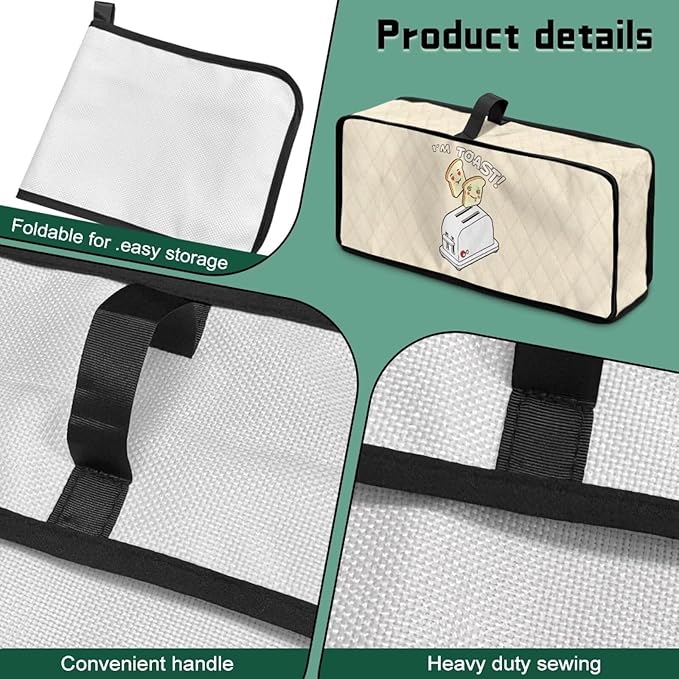 Bread Print Toaster Cover 2 Slice Anti-sputtering Washable Fabric Toaster Cover Dust Proof Kitchen Appliance Covers for Home Use Anti-Fingerprint Design