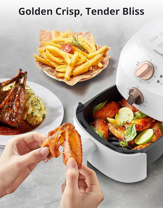 COMFEE' Compact 2.1 Quart Air Fryer with 12 Menu Options, Adjustable Timer & Temperature Control 176-400 degrees F, Dishwasher-Safe Nonstick Fry Basket with Stainless Steel Finish
