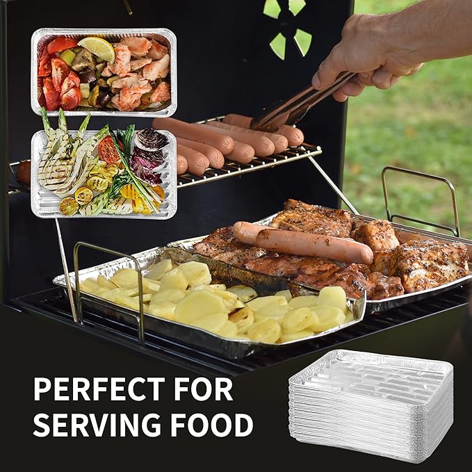 40 Pack Disposable Aluminum Broiler Pan 13 x 9 x 1 inch Aluminum Foil Grill Pans, Disposable Foil Baking Sheet Pans for Oven, Baking, BBQ, Takeout