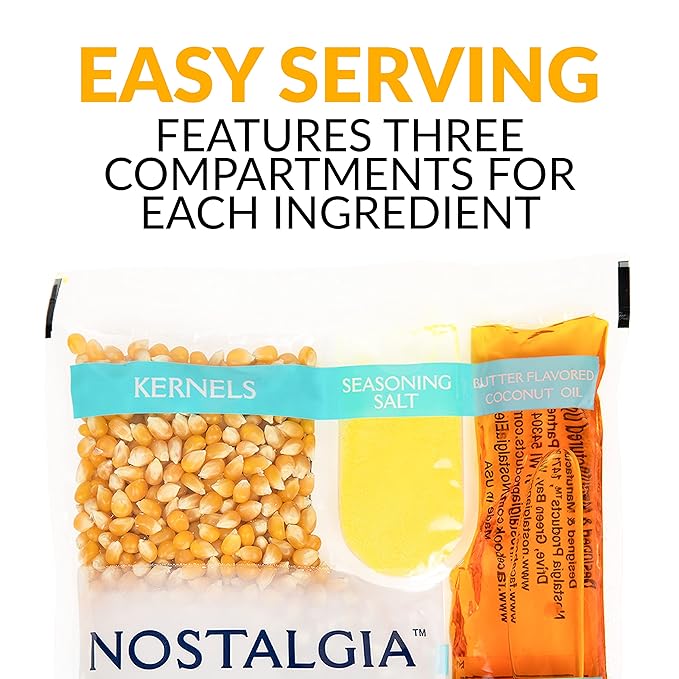 Nostalgia Best Tasting Premium 8-Ounce Popcorn, Oil & Seasoning Salt All-In-One Packs - 24 Count (Pack of 2)