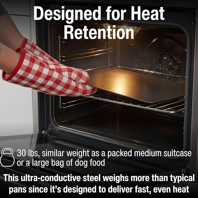 ThermiChef 14x20 Pizza Steel, 3/8" Thick, 30 lbs - Cooking Steel for Oven & Grill - Made in USA