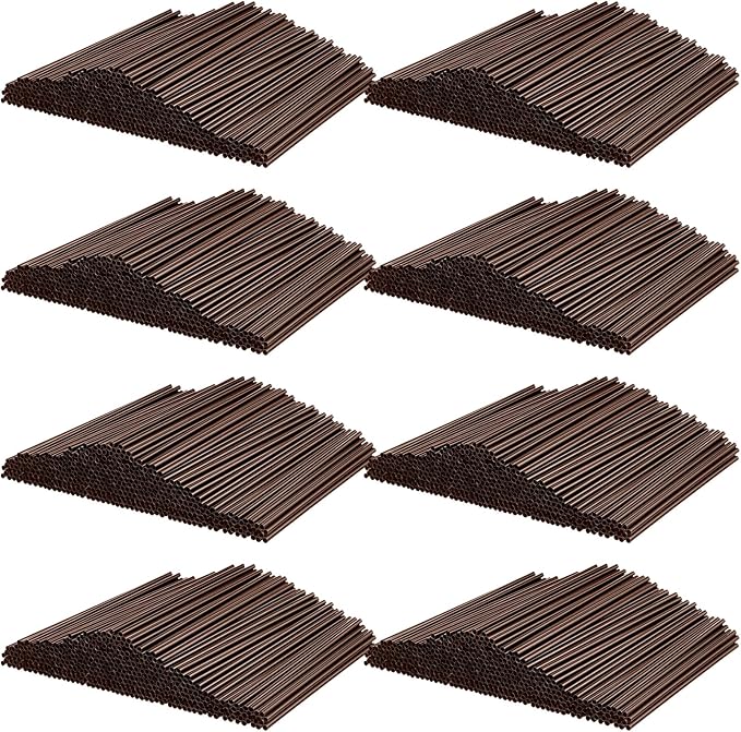 6000 Count Coffee Cocktail Stirrers Straws Disposable Plastic Sip Stir Sticks Cocktail Drink Stirrers Sticks Cups Straws for Bars Juice Drinking(Coffee,7 Inch)