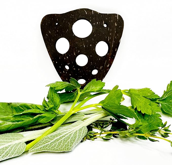 All-Natural Herb Stripping Tool | Herb Stripper with 9 Holes | Herb Peeler for Thyme, Cilantro, Rosemary, Basil, Kale, Chard, Beets, etc | Eco Friendly Kitchen Gadget | Metal & Plastic Free