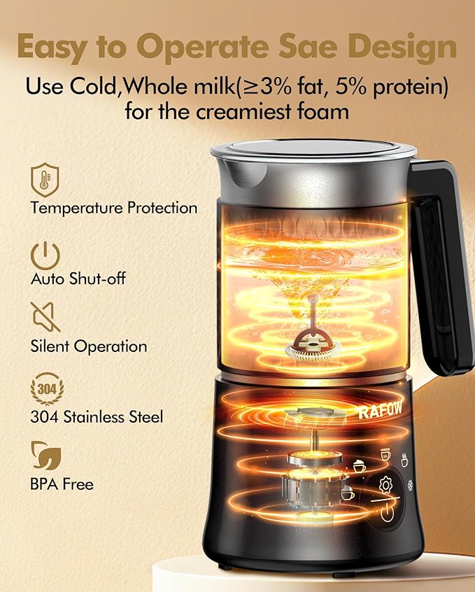 5 In 1 Milk Frother, Electric Milk Frother and Steamer 11.8oz Automatic Milk Steamer Hot & Cold Foam Maker, Milk Warmer Dishwasher Safe & Silent Working for Coffee,Latte,Cappuccino,Hot Chocolate