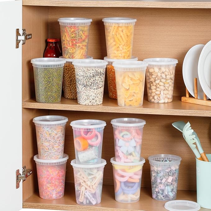AOZITA 68 Sets 32 oz Plastic Deli Containers With Lids, Airtight Food Storage Containers, Freezer/Dishwasher/Microwave Safe, Takeout Meal Prep Storage