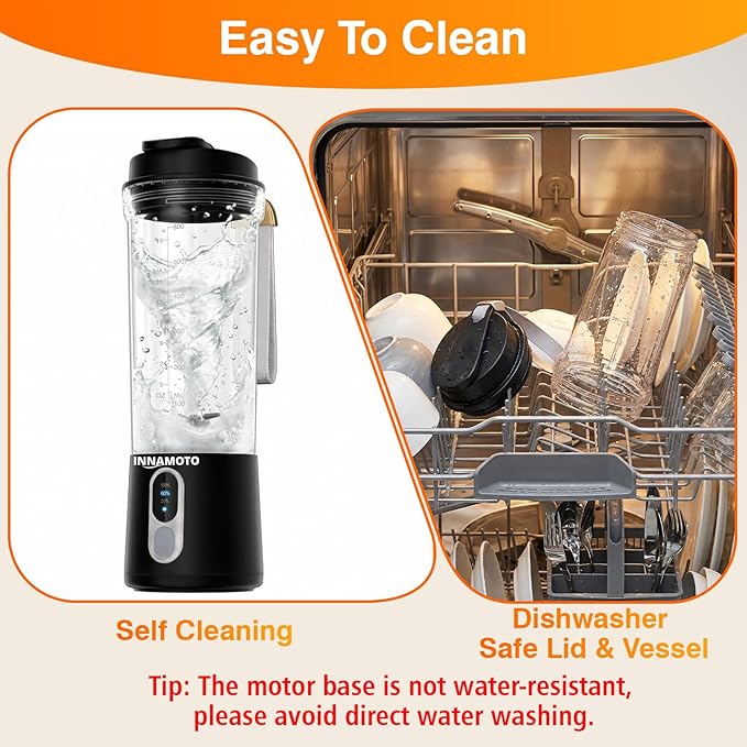 Cordless Portable Personal Size Blender - 20oz Mini Blender for Smoothies and Shakes, BAP Free Juice Cup With Leak-proof Travel Lid, Type-C Rechargeable Freshly Squeezed in Picnic/Office/Gym