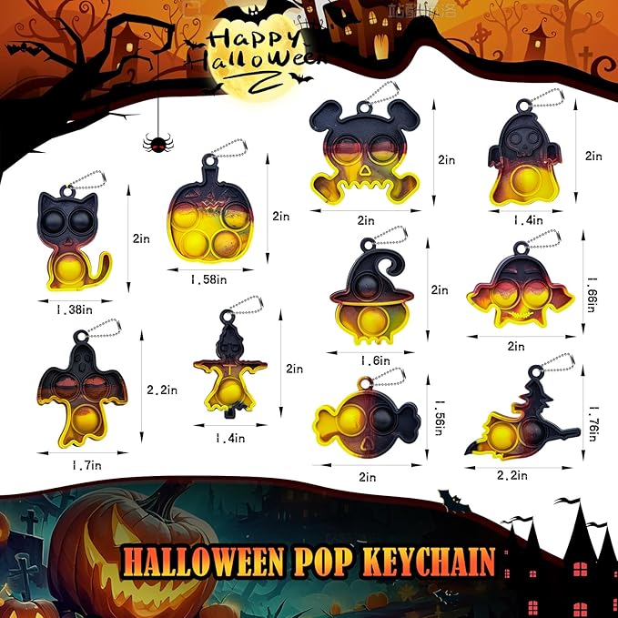 Halloween Pop Fidget Toys Bulk Its Halloween Party Favors for Kids 30PCS Mini Pop Keychain It Halloween Trick or Treat Party Supplies Halloween Goodie Bag Fillers Fidgets for Classroom Prizes for Kids