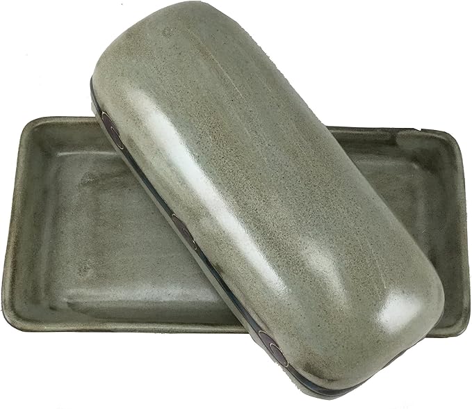MARA STONEWARE COLLECTION - Collectible Covered Butter Serving Dish - Mexican Pottery - Antique Green
