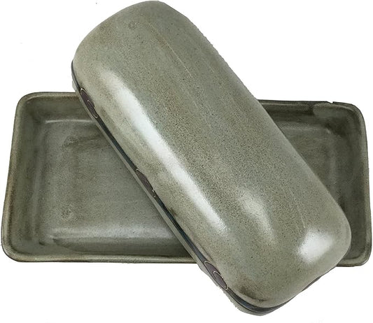 MARA STONEWARE COLLECTION - Collectible Covered Butter Serving Dish - Mexican Pottery - Antique Green
