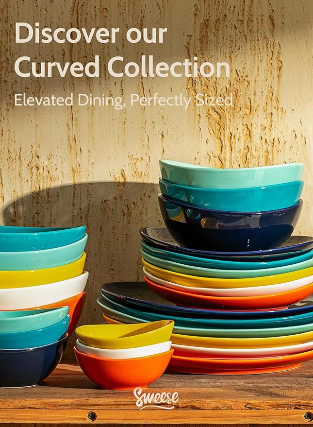 Sweese 10 oz Small Porcelain Bowls - Set of 6 - Ceramic Serving Bowls versatile for Cereal, Fruit, Dessert, Ice Cream, Snack & Yogurt - Rainbow Colored