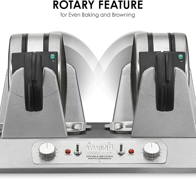 Waring Commercial WW300BX Double Side by Side Belgian Waffle Maker, Coated Non Stick Cooking Plates, Produces 75 Waffles Per Hour,208V, 2700W, 6-15 Phase Plug