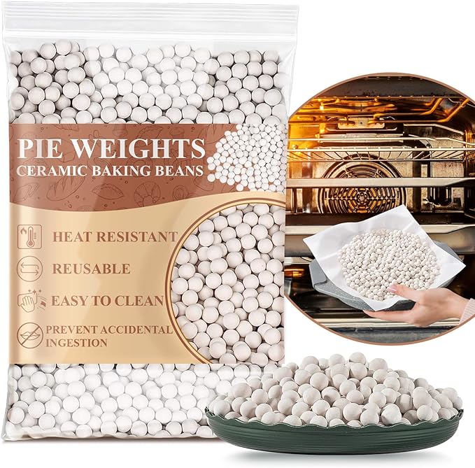 Sukh 0.94LB Pie Weights for Baking - Ceramic Pie Crust Weights Beans Reusable,Natural Ceramic Stoneware for Blind Baking Items,Homemade Kitchen Must Have,Round Household Steam Oven Stone