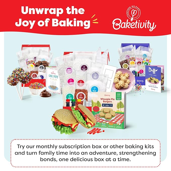 Baketivity Whoopie Pie Burgers Baking Kit for Kids Set - Real Cooking Set for Girls & Boys Ages 5-12 - Baking Kit with Premeasured Ingredients, STEM Kit for Kids with Instructions