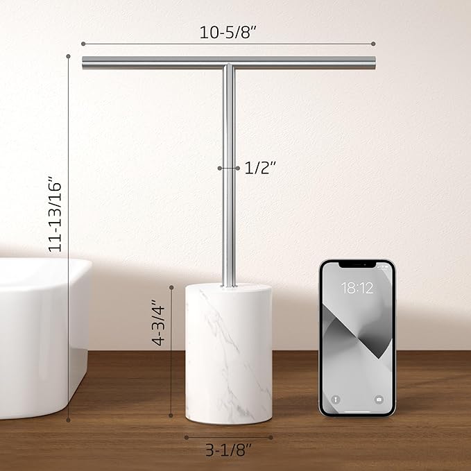 KES Hand Towel Rack for Bathroom Countertop, Towel Holder Stand with Small Marble Base, Free Standing Hand Towel Holder Stand 18/8 Stainless Steel Space Saving Brushed Finish, BTH234S30-2
