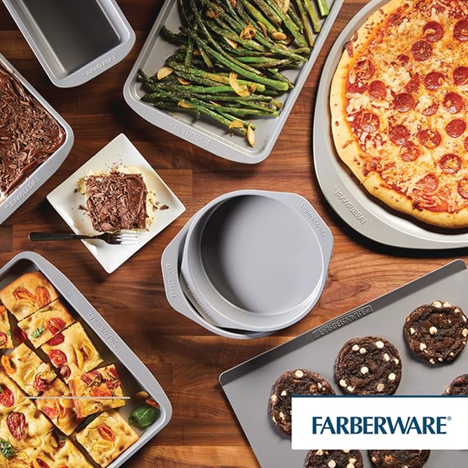Farberware GoldenBake Nonstick Baking Sheet and Pizza Crisper Pan Set, 2 Piece, Gray