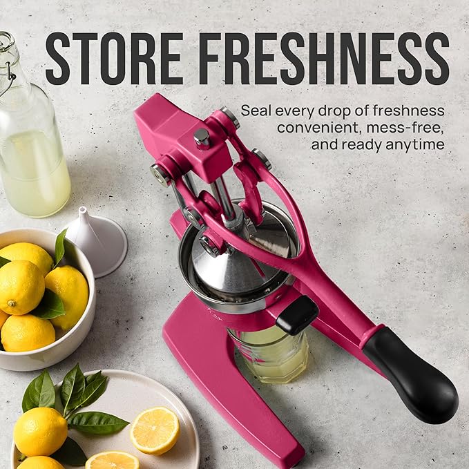 Zulay Kitchen Cast Iron Juicer - Heavy Duty Manual Juicer with Detachable Strainers for Easy Cleaning, Orange Juice Press for Citrus Fruits, Perfect for Bartenders, Juice Lovers & Health Enthusiasts