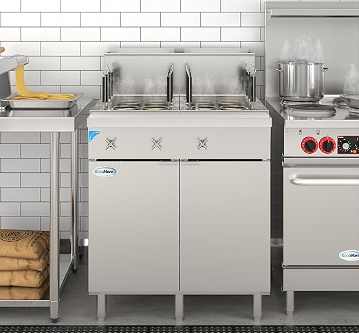 KoolMore 12-Basket 22 Gallon Commercial Natural Gas Pasta Cooker with 140,000 BTU, ETL Listed in Stainless-Steel (KM-PC12-NG)