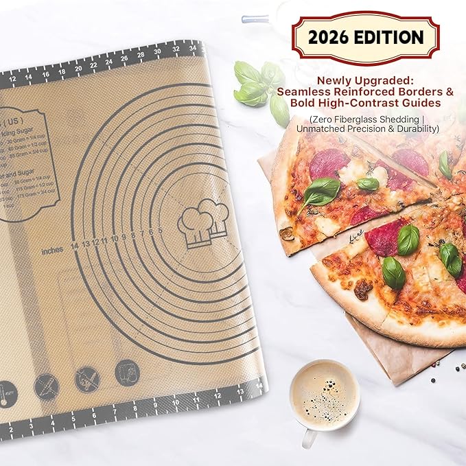 Baking Mat, 28" x 20" Large Silicone Non-slip Baking Pastry Mat with Measurement, Non Stick Silicone Mats for Kitchen Counter, Fondant Mat, Counter Mat, Dough Rolling Mat, Oven Liner, Pie Crust Mat