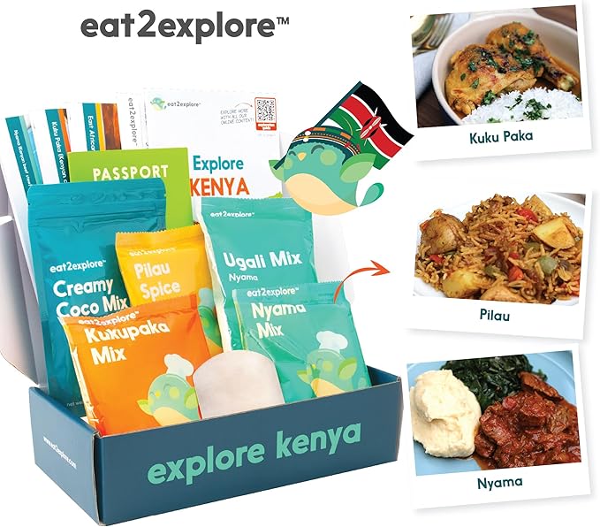 eat2explore Cooking Kits for Kids 14 Pcs – Interactive & Educational Kids Cooking Sets Real for Ages 5 and Up,3 Recipe Cards & Global Ingredients – Fun for Young Chefs (Kenya Edition)