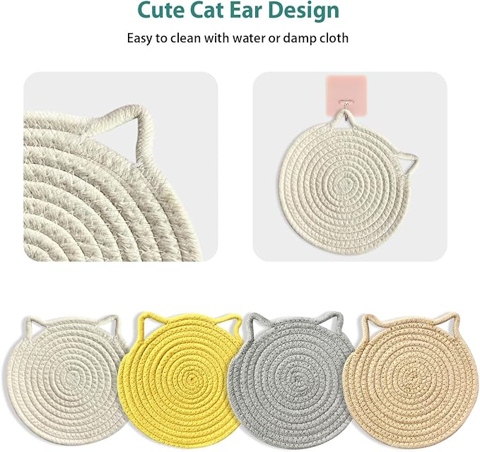UKJENT Trivets for Hot Dishes - 4 Pcs Cotton Trivet Mats, Heat Resistant Hot Pads Pot Holders Set for Hot Pots & Pans, Kitchen Counter Farmhouse Table New Home Decor Essentials(7 inch & 9 inch)