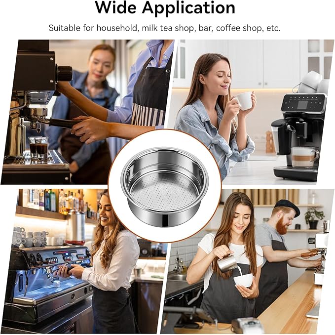 Stainless Steel Coffee Filter, 51mm Double Layer Pressurized Filter Basket Espresso Filter Basket Espresso Machine Parts for Portafilter Coffee Machine(Double Cup)