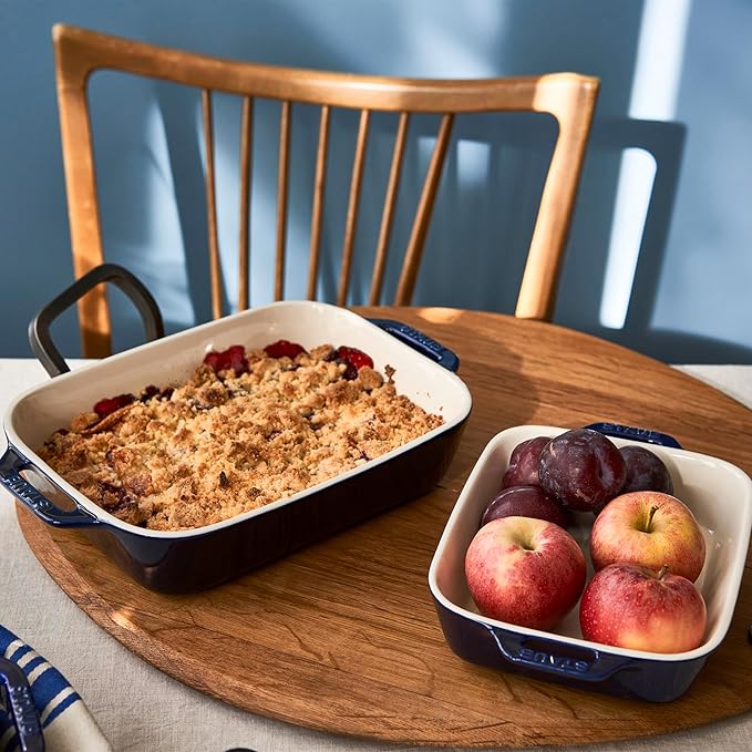 Staub Ceramic 2-pc Rectangular Baking Dish Set - Dark Blue