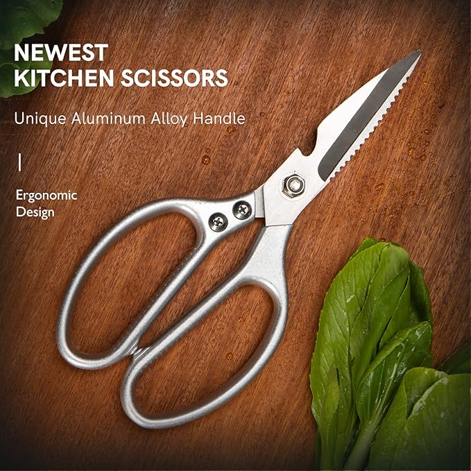 Stainless Steel Kitchen Shears Full-Steel Forged Metal Kitchen Scissors for Food (Kitchen Scissors-B)