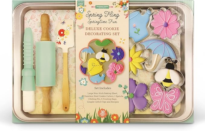 Handstand Kitchen Spring Fling 30-piece Real Cookie Baking Set with Recipes for Kids