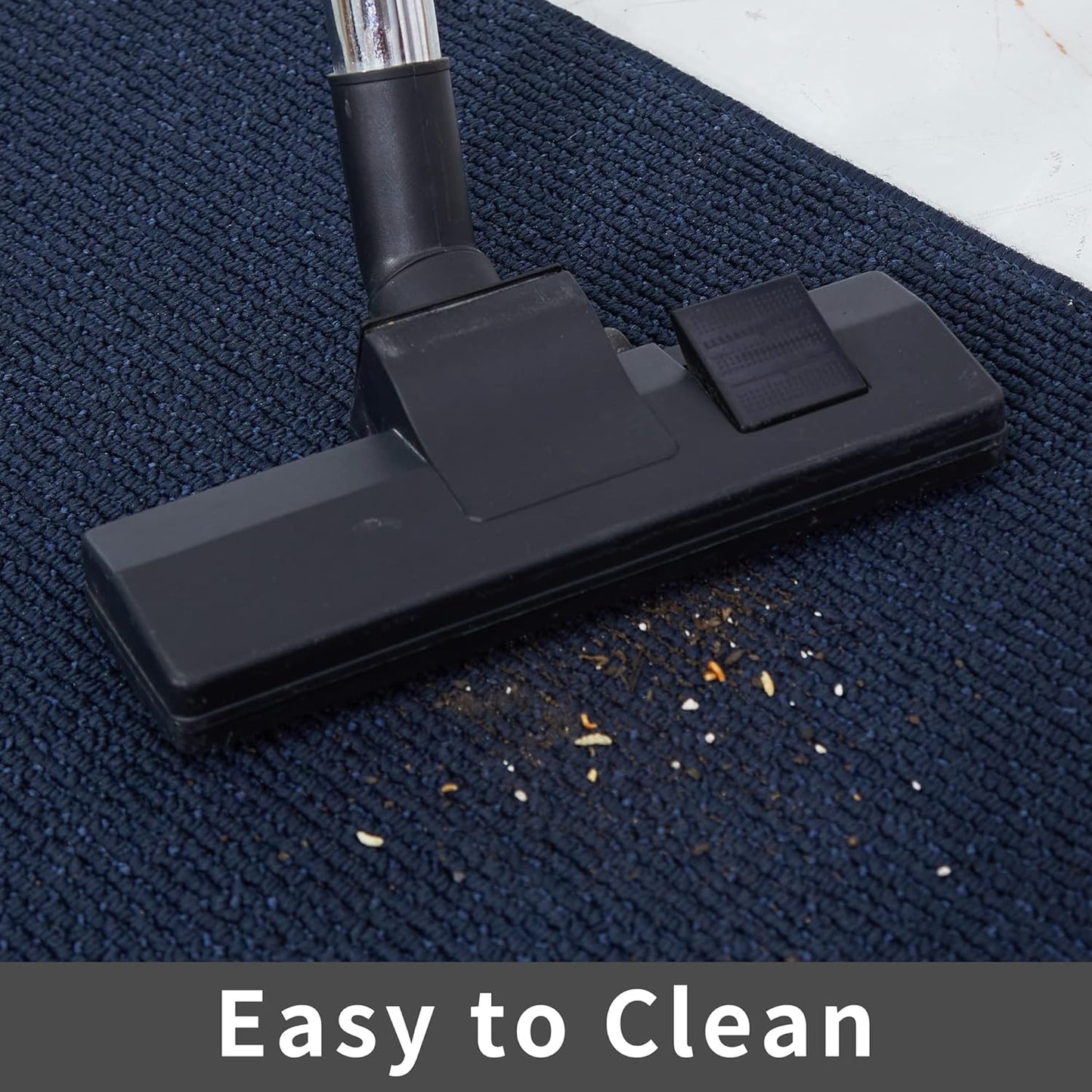 COSY HOMEER 20X48 Inch Kitchen Rug Mats Made of 100% Polypropylene Strip TPR Backing Soft Kitchen Mat Specialized in Anti Slippery and Machine Washable,for Kitchen, Floor Home,Office,Sink,Laundry,Navy