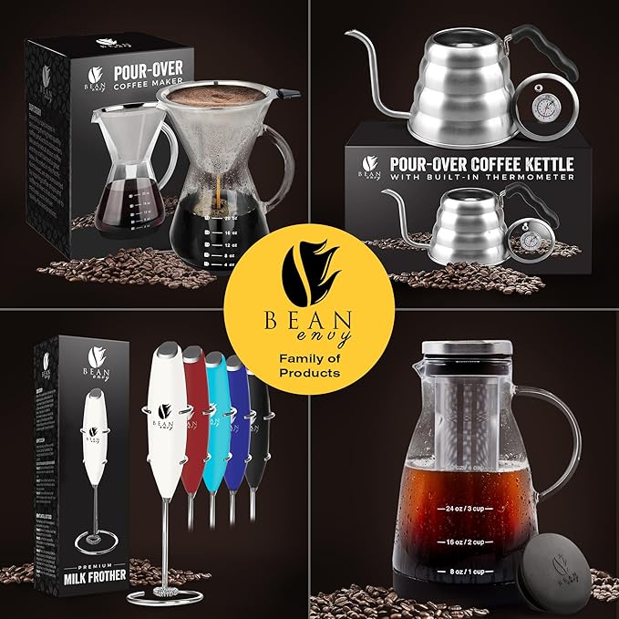 Bean Envy Milk Frother, Coffee Stirrers, Frother Wand, Milk Frother Handheld, Frother with stand, Hand Blender for Coffee, Lattes, Cappuccino, Matcha and Hot Chocolate – Kitchen Gifts - Light Blue