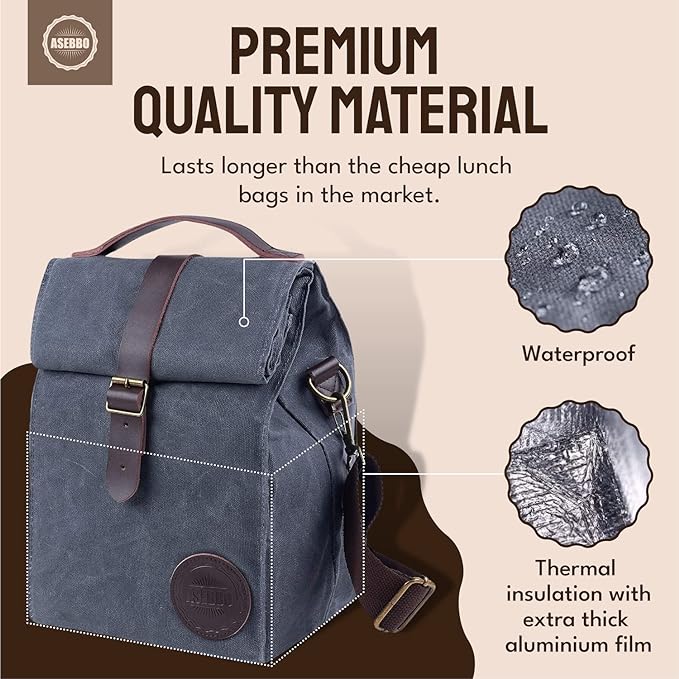 ASEBBO Insulated Lunch Bag for Women & Men (Grey)