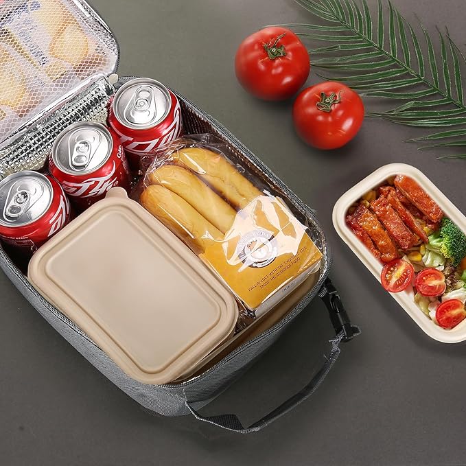 Lovoeo Lunch box Lunch bag for men women Insulated Lunchbox Lunch bags for Work Picnic Travel (Grey)