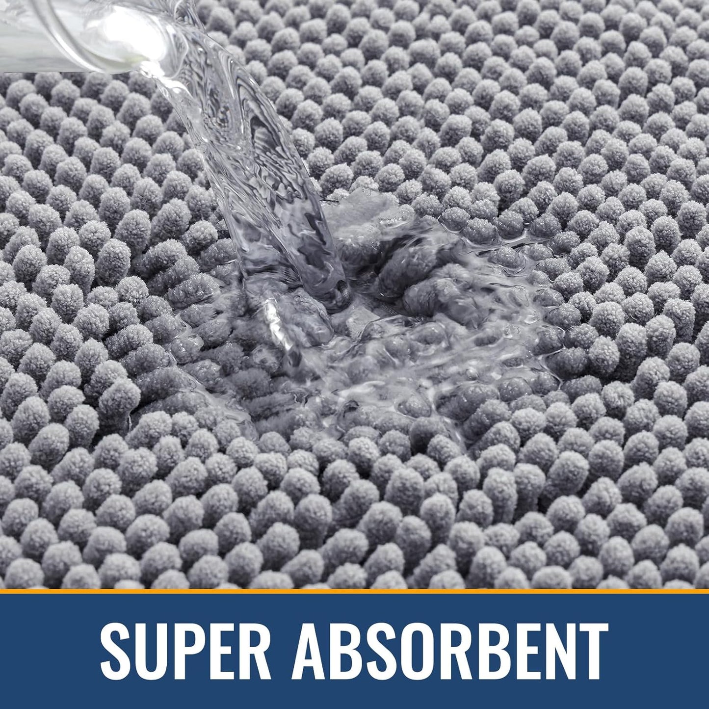 Arotive Bathroom Rugs 47x24, Extra Soft Absorbent Shaggy Chenille Bath Rugs, Machine Washable Rubber Backing Non-Slip Bath Mats for Bathroom Floor Tub and Shower, Home Decor Accessories, Grey