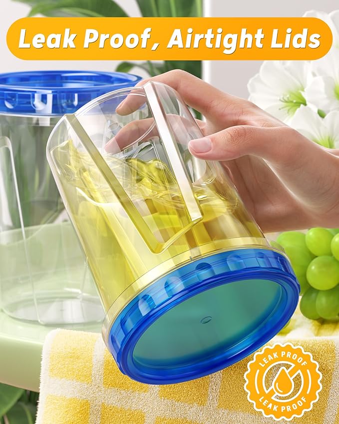 BiuLeon 12 Pack-34 oz Freezer Storage Containers, Plastic Food Storage Containers with Twist Top Lids, BPA Free and Reusable Soup Containers with Lids, Leakproof/Microwave/Dishwasher Safe
